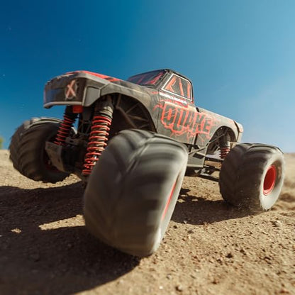 ARRMA 1/16 Quake GROM 4X4 RTR Brushed Monster Truck, Red | RC Truck, Battery & Charger Included, ARA2137T1 - color: Red