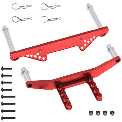Aluminum Front & Rear Body Mounts with Body Posts for 1/10 Traxxas Slash 2WD, Rustler, Stampede VXL RC 2WD Car, Upgrade Parts, Blue (Red) - color: Red