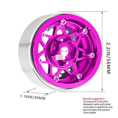 RC 1.9 Beadlock Wheel Rims for 1/10 SCX10 90046 AXI03007 TRX4 TRX6 VS4-10 Gen7 Gen8 MST CFX D90 RC Crawler,Aluminum 1.9" RC Tires Wheel Rim RC Truck Tires Wheels Rims.(4PCS) Pink&Black - color: Pink&black（1.9 Rim）