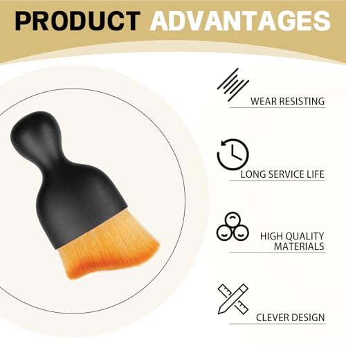 1Pcs Auto Soft Hair Brush Advanced Car Interior Detailing Brush for Dashboard Air Vent Gaps Dust Removal and Cleaning of Leather Surfaces Widely Used, Black handle, yellowish-brown bristles - color: Yellow