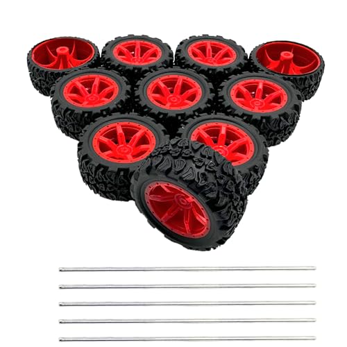 10PCS Toy Car Wheels 39mm Toy Car Rubber Tire Wheels with 5PCS Shaft Round Rod Axles for RC Car Truck Robot DIY Model Toy Parts (2x20x39mm) - style: 2x20x39mm