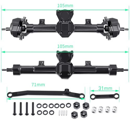Aluminum Front Axle +4mm Extended for Axial SCX24 1/24th RC Crawler | SCX-24 Deadbolt JLU C10 Gladiator Upgrades Parts - color: Front Axle