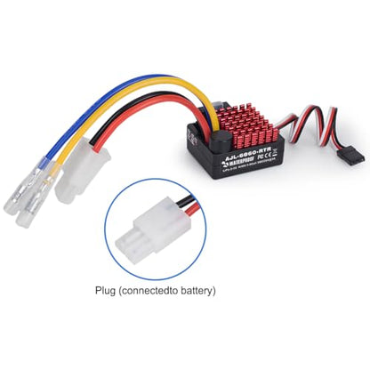 2-3s 60A Brushed ESC Waterproof Electronic Speed Controller with Switch Mode BEC for 1/10 Scale RC Crawler Car Trucks Upgrade (Tamiya Plug) - style: Tamiya Plug