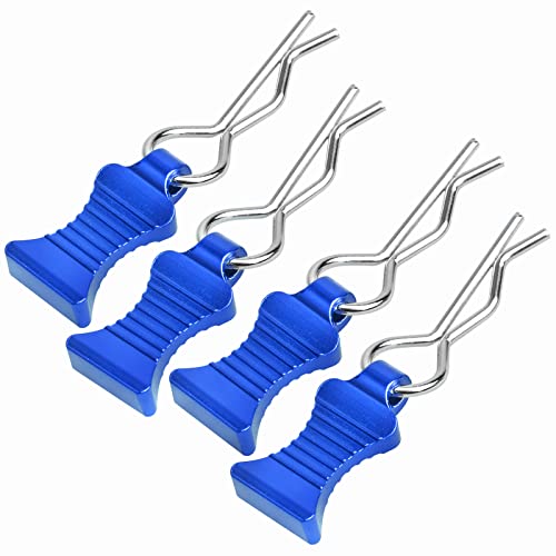 RC Body Clips Pins with Metal Aluminum Pull Tabs 1.2mm Rod for All 1/10 1/12 Scale Redcat HPI Himoto HSP Exceed RC Car Truck Buggy Shell Replacement Parts (Navy Blue) - color: Navy Blue