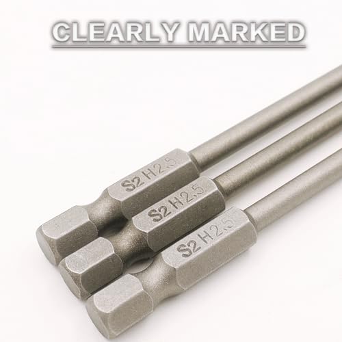 RC Hex Bit 6 Inch Power Bits 4mm for Screwgun/Power Drill(2.5MM X 3PCS) | High-speed Steel Precision Screwdriver Bits,Hex Head Allen Wrench Drill Bit Set,Magnetizable Tips,S2 alloy steel - size: 2.5MM X 3PCS