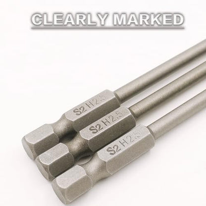 RC Hex Bit 6 Inch Power Bits 4mm for Screwgun/Power Drill(2.5MM X 3PCS) | High-speed Steel Precision Screwdriver Bits,Hex Head Allen Wrench Drill Bit Set,Magnetizable Tips,S2 alloy steel - size: 2.5MM X 3PCS