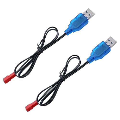 3.7V Lipo Battery Charger - 2 PCS 1S Lipo JST Charger Cable with USB JST 2 Pin Plug for RC Car Battery Remote Control Toys Airplane FPV Boat Tank Helicopter