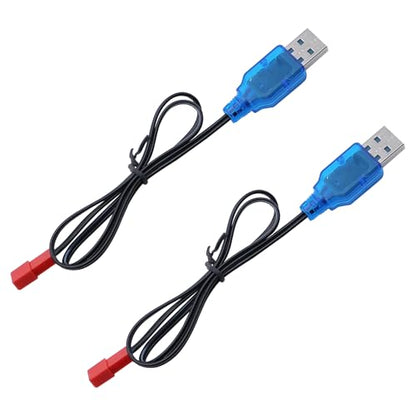 3.7V Lipo Battery Charger - 2 PCS 1S Lipo JST Charger Cable with USB JST 2 Pin Plug for RC Car Battery Remote Control Toys Airplane FPV Boat Tank Helicopter