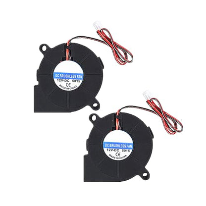 2 Pcs 50x50x15mm 5015 12V DC Brushless Blower Cooling Fan Turbine Turbo for 3D Printer and Other Small Appliances Series Repair Replacement (12V) - size: 12V