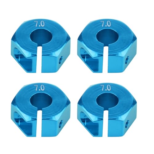 4 Pcs Universal Wheel Hex Hub Adapters,12mm Wheel Hex Mount with Pins and Screws,Wheel Hex Drive Adapters Hub RC Model Vehicle Accessory for RC Spare Part RC Car Upgrade Parts (7.0MM Blue) - size: 7.0MM blue