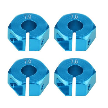 4 Pcs Universal Wheel Hex Hub Adapters,12mm Wheel Hex Mount with Pins and Screws,Wheel Hex Drive Adapters Hub RC Model Vehicle Accessory for RC Spare Part RC Car Upgrade Parts (7.0MM Blue) - size: 7.0MM blue