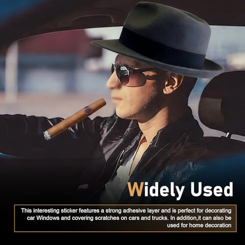 WZP Hat and Cigar Window Decal, Funny Driving Fake with Hat and Cigar Car Stickers, Waterproof Vinyl Creative Decal, Universal Car Decor Sticker for Trucks, Van, Suvs