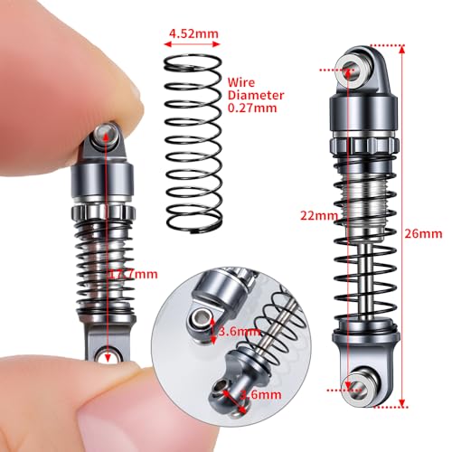 4PCS/1Set Aluminum Shocks 22mm 25mm 28mm Extended Absorber Damper 1/30th for AXIAL SCX30 RC Crawler Car Upgrade Parts - size: 22mm