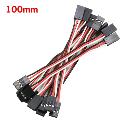 30Pcs Servo Extension Cable 100-500mm Male to Female for JR Futaba RC Receiver | 30pcs servo extension wire set, 100-500mm lengths, male to female JR plug, for RC car plane helicopter(100MM) - color: 100mm