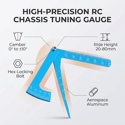 RC Car Ruler, RC Adjustable Ruler Adjusting Height and Wheel Rim Camber Tool for On Road RC Car Truck Tire Ride Height