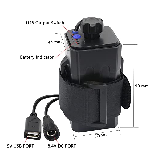 8.4V Battery Pack Housing, with DC and USB Ports Waterproof and Safe Battery Pack Housing, Suitable for 2/4 x 18650 Rechargeable Lithium-ion Battery Bicycle Lamp Headlights and Mobile Phones