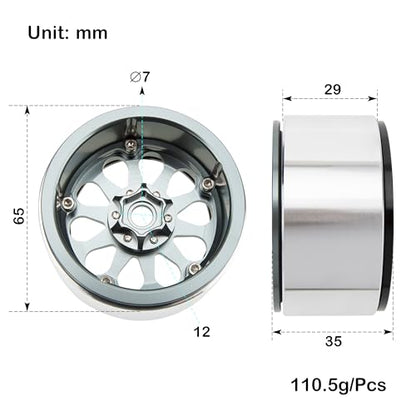 MEUS RACING 2.2 Beadlock Wheels Rims Deep-Dish Wheel for Axial SCX10 Traxxas TRX4 Vanquish VS4-10 Redcat Gen8 1/10 RC Crawler Upgrades (Titanium) - color: Titanium
