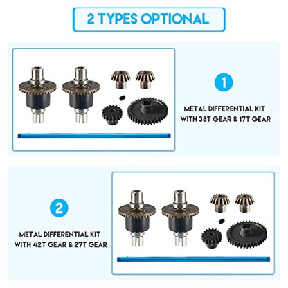 1/18 RC Car Metal Differential Kit 38T Gear 17T Gear Differential Carrier Drive Shaft Steering Hub Differential Gears Worn Gear for WLtoys A949 A959 A969 A979 K929 A959-B A969-B A979-B K929-B RC Car