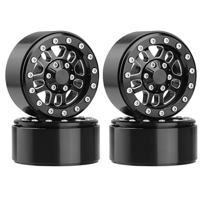 HobbyPark 1.9 Beadlock Wheels for TRX4 Axial SCX10 II III RR10 Wraith Redcat Gen 8 Gen 7 RC4WD 1/10 Scale RC Crawler Car (Black Ring) - color: Black Ring