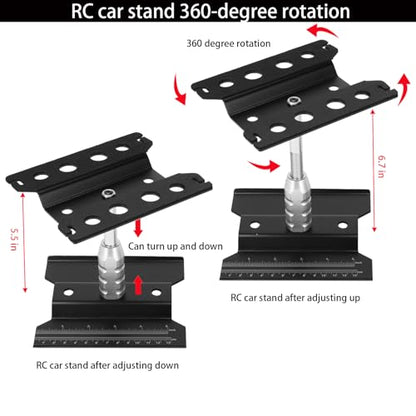 RC Car Repair Work Stand, 1100pcs RC Screw Kit and Vehicle Scale Accessories for Traxxas Axial Redcat Arrma HPI HSP SCX10 RC4WD 1/8 1/10 1/12 1/16 Scale RC Crawler Truck Buggy Car - color: Black