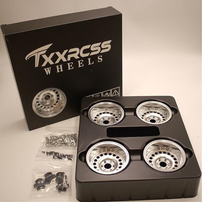 Adjustable 2 Offsets RC 2.2 Beadlock Wheels Rims Hub 1/10 Crawle Car Wheel Aluminum Upgrades for Remote Control SCX10 Capra Wraith/AMG 6x6RC Trx4 (4PC) (Silver) - color: Silver