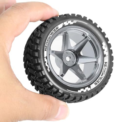 REDSPIDER Aluminum Alloy 1/10 On-Road Rally Wheel Tires 2.95" OD 12mm Hex for 1/10 Tamiya TT01 TT02 XV02 XV01 WLtoys HSP Kyosho WR8 RedCat Sakura HPI (Titanium) - color: Titanium