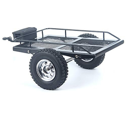 LCX Racing 1/10th RC Crawler Car Heavy Duty Metal Trailer RC Crawler Hooper Trail Cargo Carrier Metal Kit for Axial SCX10 SCX10 II TRX4 TRX6 Redcat Gen7 Gen8 D90 HPI