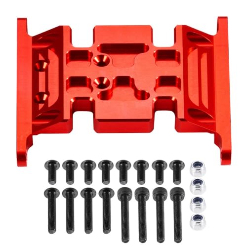 Aluminum Alloy Chassis Center Skid Plate for Axial SCX10 90047 Wrangler 1/10 RC Crawler Car Upgraded Parts - color: Red