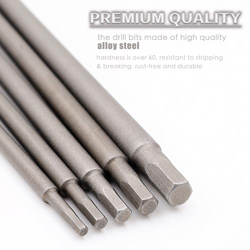 RC Hex Bit 6 Inch Power Bits 1.5mm 2.0mm 2.5mm 3.0mm 4mm for Screwdrivers | High-speed Steel Precision Screwdriver Bits,Hex Head Allen Wrench Drill Bit Set,Magnetizable Tips,S2 alloy steel - size: 5PCS