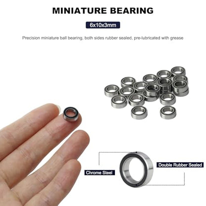 20 PCS MR106-RS Deep Groove Double Shielded Ball Bearings - 6x10x3mm Micro Bearings for 3D Printers, Electric Motors, Home Appliances, Garden Machiner (MR106) - size: MR106-RS