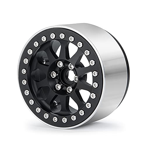 Benedict Harry 4Pcs Alloy 2.2" Beadlock Wheel Rims for 1:10 RC Rock Crawler Axial SCX10 RR10 Wraith 90048 90018 TRX4 12mm Hex (Black) - color: Black
