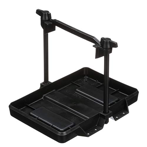 Attwood Adjustable Battery Tray, for 24 & 24M Series Batteries, Heavy-Duty Black Plastic, Height-Adjustable Crossbar, 9090-5