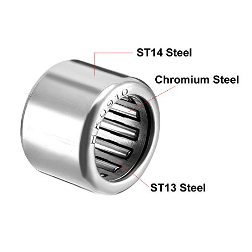 uxcell HK0910 Drawn Cup Needle Roller Bearings, Open End, 9mm Bore Dia, 13mm OD, 10mm Width (Pack of 10) - size: 9x13x10mm