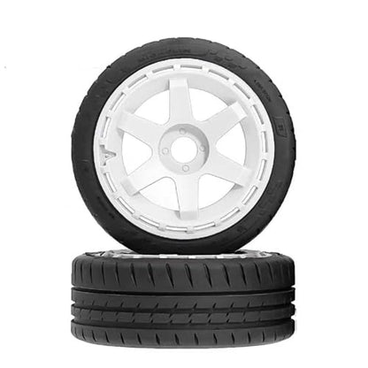 110mm OD 1/8 1/7 RC On Road Tires & Wheels 6-Spoke Rally Racing Wheels 17mm Hex for 1:8 1:7 Street Touring Drift Truck Car ARRMA Losi Kyosho VRX GT2 W10 Felony 6S BLX HPI WR8 4PCS (White) - color: White