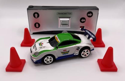 Mini RC 1:58 Scale Small Pocket Portable Micro Racing Car Can Miniature Coke Can Upgraded 2.4G Wireless Radio Remote Control for Multi-Users (Qty. 1 = 1 Can) (Green-White) - color: Green-white