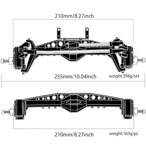 STMU 1/10 RC Crawler Front & Rear Plastic Currie F9 Portal Axle Set – Complete Upgrade for Axial Capra UTB10 1.9 UTB Models (Front and Rear Axle Assemble)