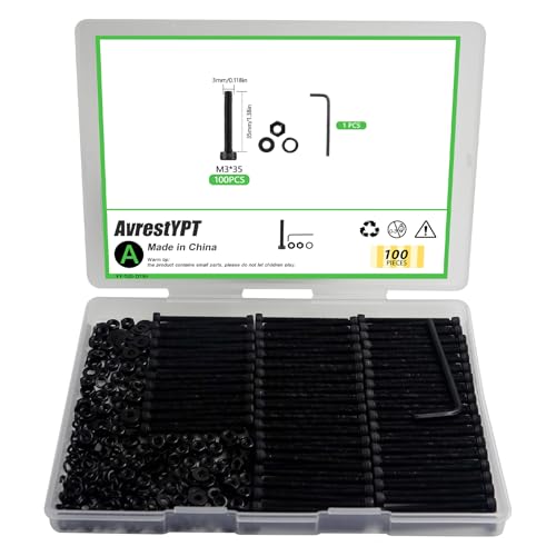 100 Pcs M3 x 35mm Socket Head Screws, Grade 12.9 Alloy Steel Fully Threaded Machine Screws, Metric Bolts Assortment Kit for Furniture Assembly - size: M3x35mm-100pcs
