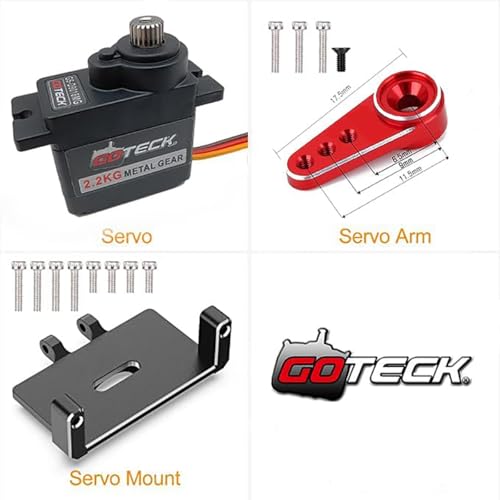 GOTECK RC Servo Mounts Servo Kit - 2.2KG Metal Gear Digital Servo with Servo Mount, Servo Horn and Steering Link Set Upgrade Parts for 1/24 Axial SCX24 RC Crawler Cars (Combo Pack 3) - color: Combo Pack 3