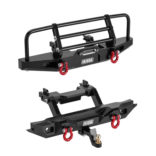 INJORA CNC Aluminum Front and Rear Bumper with Light for 1/18 TRX4M RC - size: Front&Rear