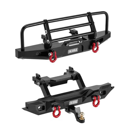 INJORA CNC Aluminum Front and Rear Bumper with Light for 1/18 TRX4M RC - size: Front&Rear