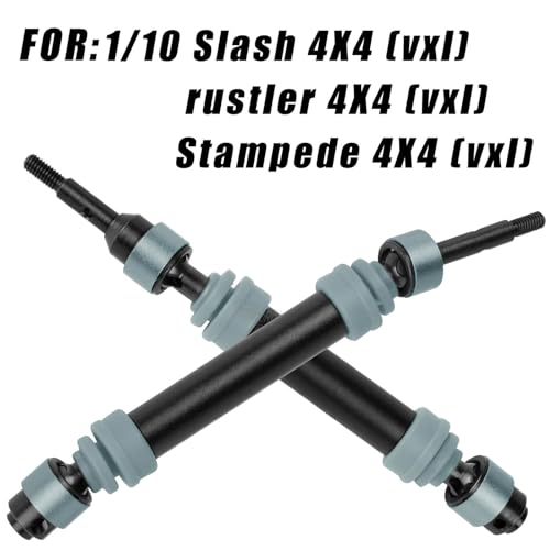 #45 Steel RC Drive Shaft Axles Upgrades Part for 1/10 Slash&rustler&Stampede 4WD 4X4(VXL),Harden Front Rear CVD Driveshafts Hops up,Black witrh Titanium(4PCS) - color: Black Witrh Titanium(4pcs)