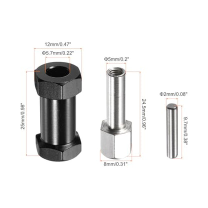 MECCANIXITY 8pcs 12mm Wheel Hex Drive Hubs Adapter Combiner Coupler Black | 25mm Extension, Aluminum, with Nut Latch, for 1/10 RC Crawler Car Parts