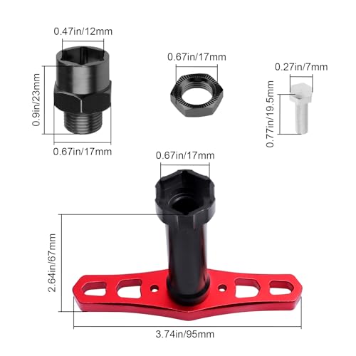 Hobbypark 12mm to 17mm Wheel Hex Hub Adapter Extension Conversion Offset for 1/10 RC Cars Trucks Off Road Buggy Upgrade 1/8 Tires (with Black Adapter) - color: With Black Adapter