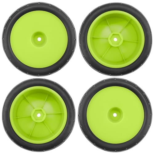 4Pack ShareGoo RC 85mm/3.34" Rubber Tires Front Rear Tyres 12mm Hex Wheel Compatible with Redcat HPI HSP Kyosho 1/10 RC Off-Road Car Buggy (Green) - color: Green