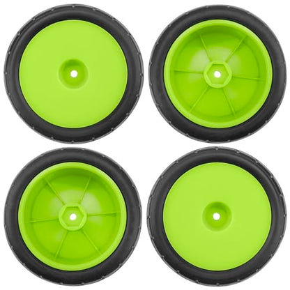 4Pack ShareGoo RC 85mm/3.34" Rubber Tires Front Rear Tyres 12mm Hex Wheel Compatible with Redcat HPI HSP Kyosho 1/10 RC Off-Road Car Buggy (Green) - color: Green