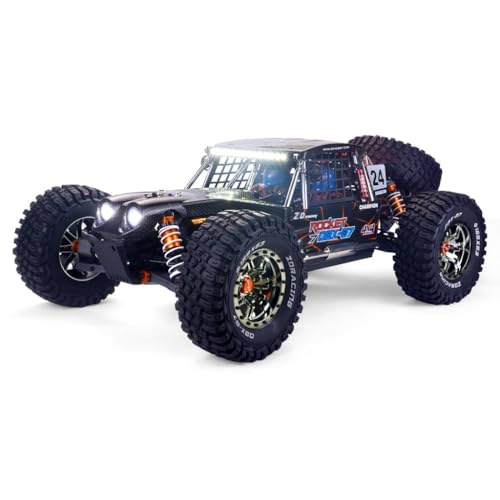 1/7 Scale 4WD Brushless Desert Buggy, 2000KV Motor 150A ESC 25KG Metal Servo, CNC Adjustable Aluminum Shocks, 2.4GHz RTR Hobby Off Road RC Car for Adults 14+（Without Battery） - color: Black