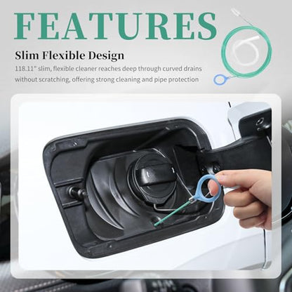 118" Auto Sunroof Drain Cleaning Tool Kit,Flexible Sun Roof Drain Cleaning Tool Kit Includes Brush,Syringe,Hose,Multi-Function Car Sunroof Drains Cleaner Tools Automotive Tools