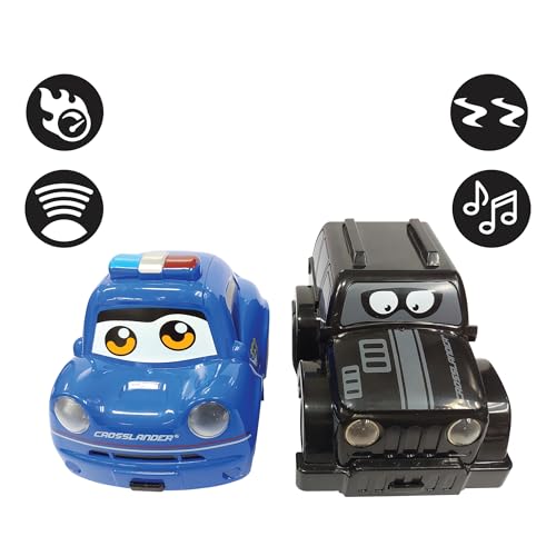 Lexibook, Crosslander, Two Radio-Controlled Cars, RC12 | 2 remote controlled cars, 2 remote controls, up to 12 km/h, light and sound effects - style: lexibook_crosslander_twin