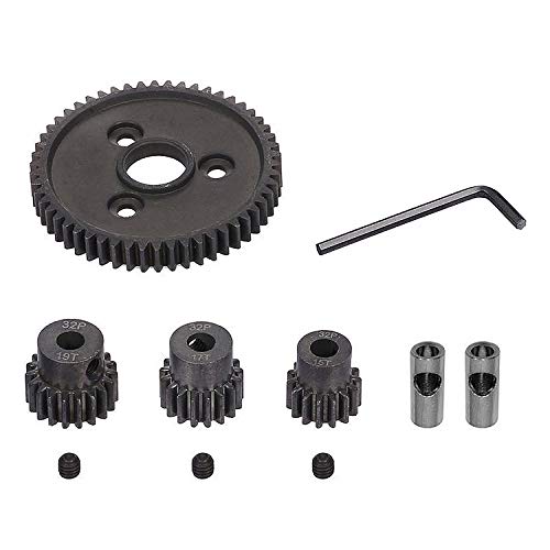 Globact 54T 0.8 32 Pitch Metal Steel 3956 Spur Gear with 15T/17T/19T Pinions Gear Set for Traxxas Slash 4x4 4WD/2WD VXL Rally VXL Stampede 4x4 1/10 Summit 1/10 E-REVO Parts | 0.8M Steel Spur Gear and 15T 17T 19T Pinion Gear for Traxxas Slash 4x4/2WD Rally