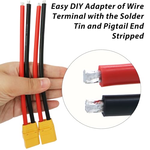 XT90 Connector Plug Cable - 5 Pairs Female and Male XT90H Extension Cables with 10AWG 150mm Silicon Wire Cables for RC Lipo Battery Connectors Drone Car Boat (XT90 Connector 10AWG 150mm) - style: XT90 Connector 10AWG 150mm
